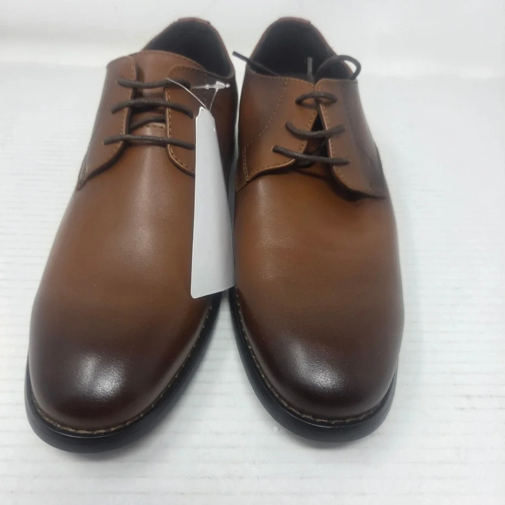 HEEZ Derby Shoes Mens Size 7 Brown Plain Toe Lace Up Classic Formal 101 NWT
